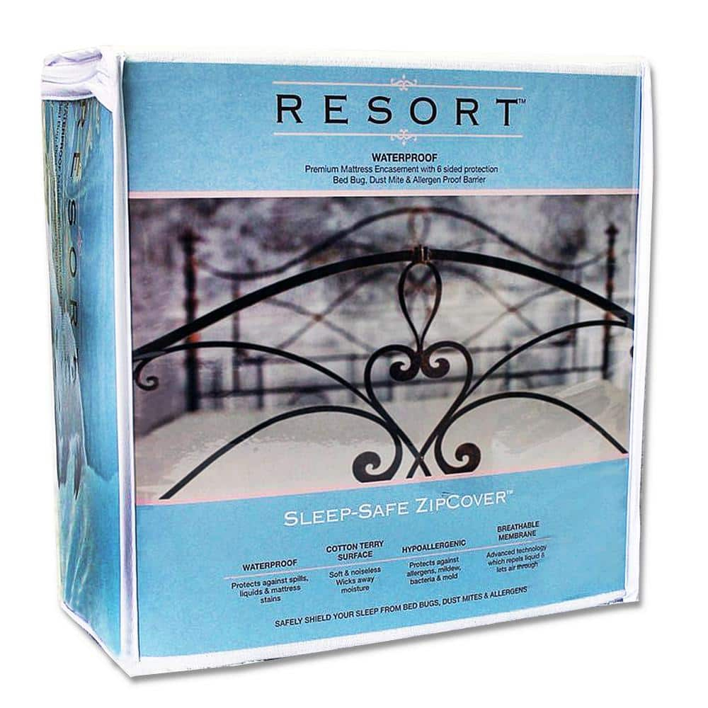 Sleep Safe Bedding Resort Bed Bug Dust Mite and Allergen Zip Cover Waterproof Mattress Protector
