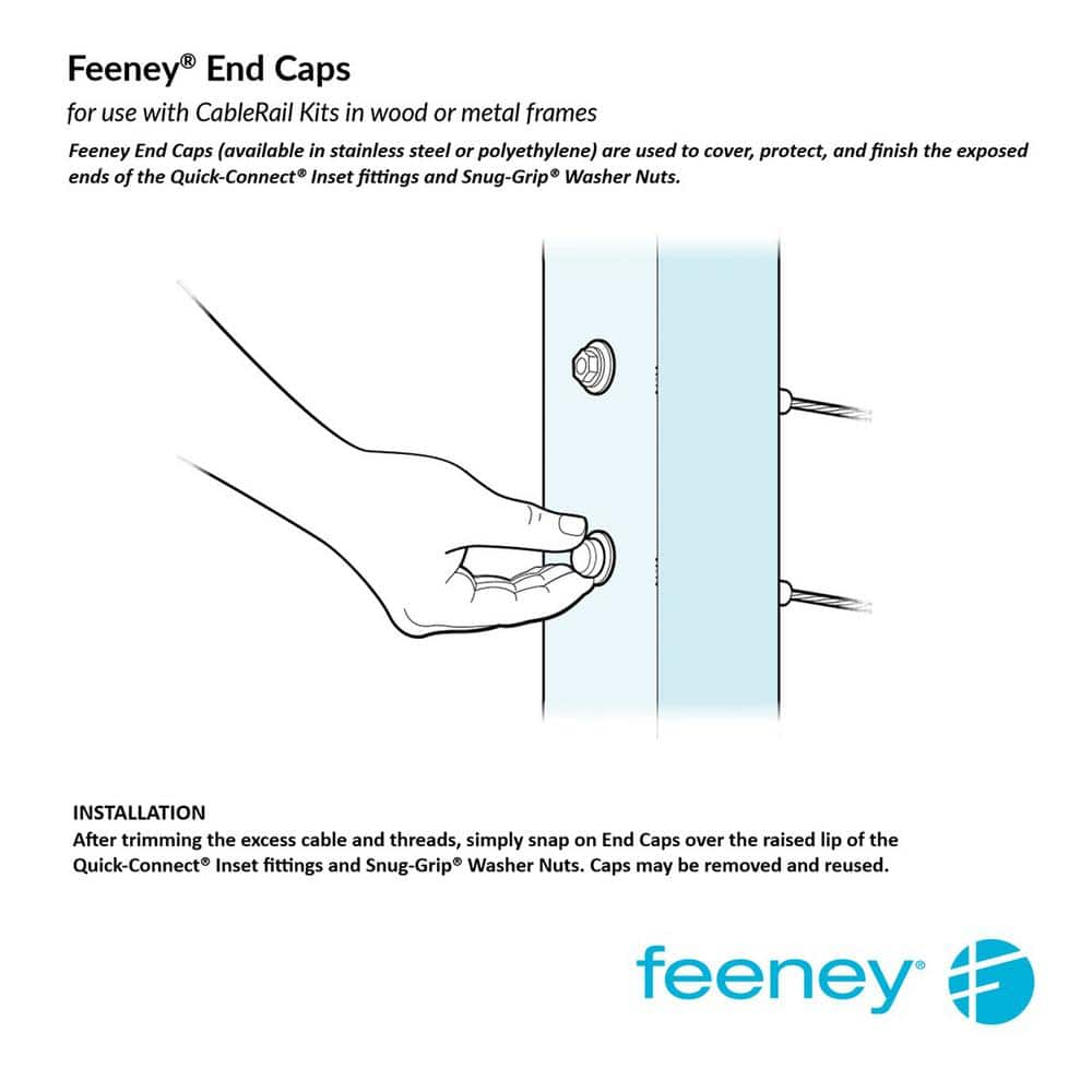 Gray Plastic Dome End Cap for Cable Railing System