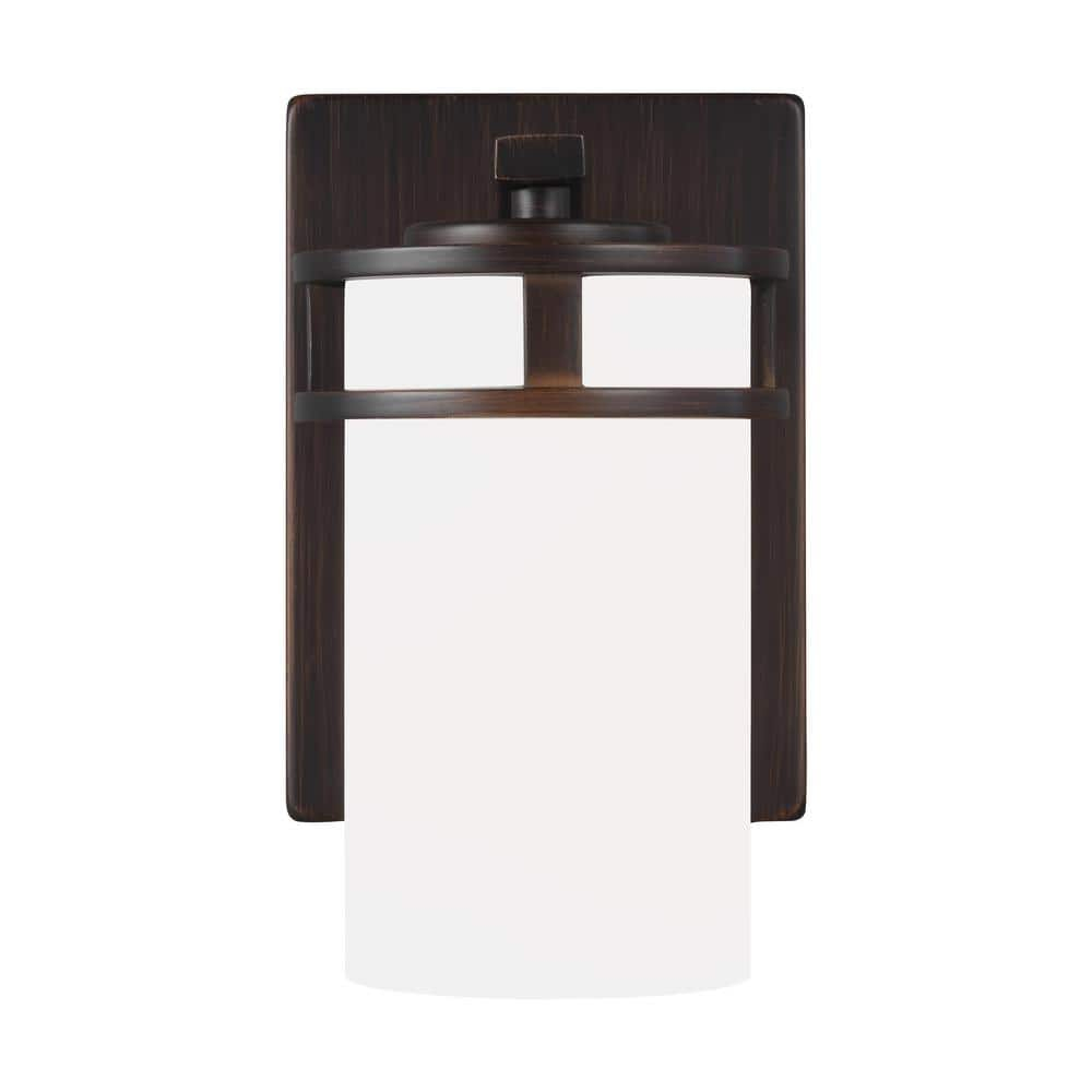 Generation Lighting 1-Light Robie Bath Fixture Wall Lamp Bronze 4121601-710, Bathroom Light Fixture for Home Decor, Vanity Light Fixture Uses A19 Standard or LED Light Bulbs