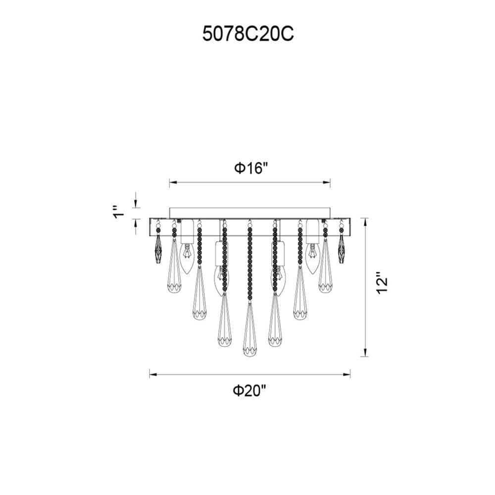 Vast 8-Light Chrome Crystal Flush Mount Ceiling Fixture