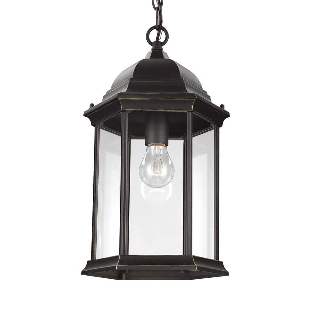 Antique Bronze Classic Lantern Outdoor Pendant with Clear Glass