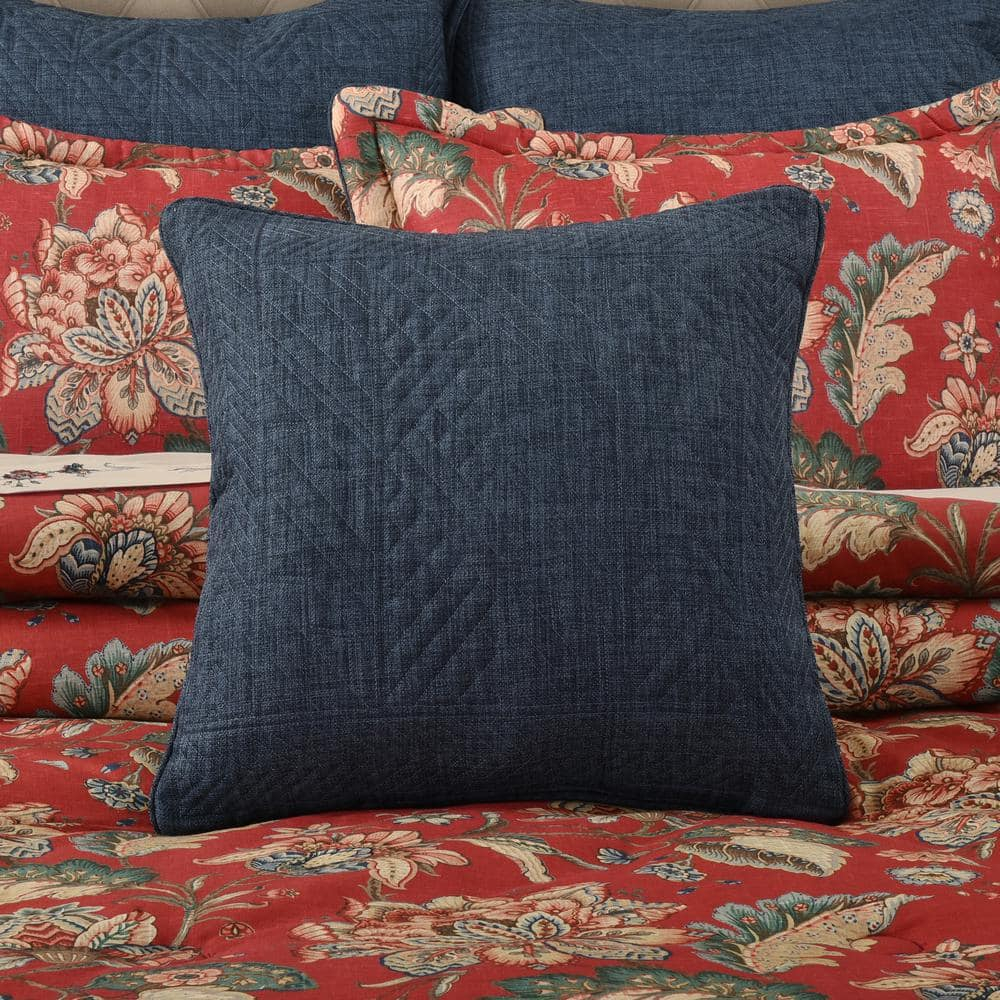 Eveleth Indigo Cotton Floral 18 in. Sq. Decorative Throw Pillow 18 in. L X 18 in. W