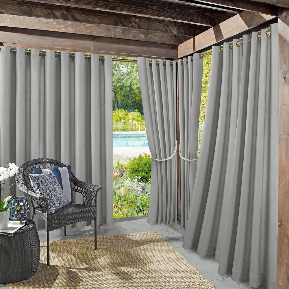 Sun Zero Sailor Indoor/Outdoor UV Protectant Room Darkening Grommet Curtain Panel, 54"x84", Gray