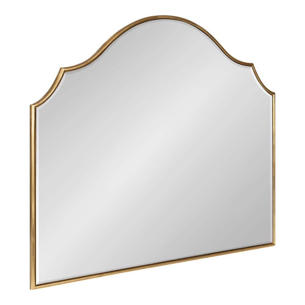 Kate and Laurel Leanna Glam Horizontal Wall Mirror, 27.5 x 31.5, Gold, Sophisticated Large Mirror for Wall