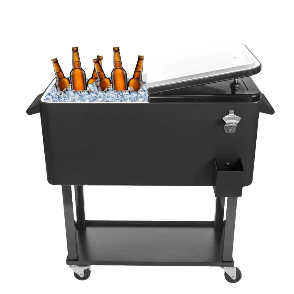 Ktaxon 80-Quart Rolling Cooler Cart Patio Cooler Outdoor Cooler  with Wheels