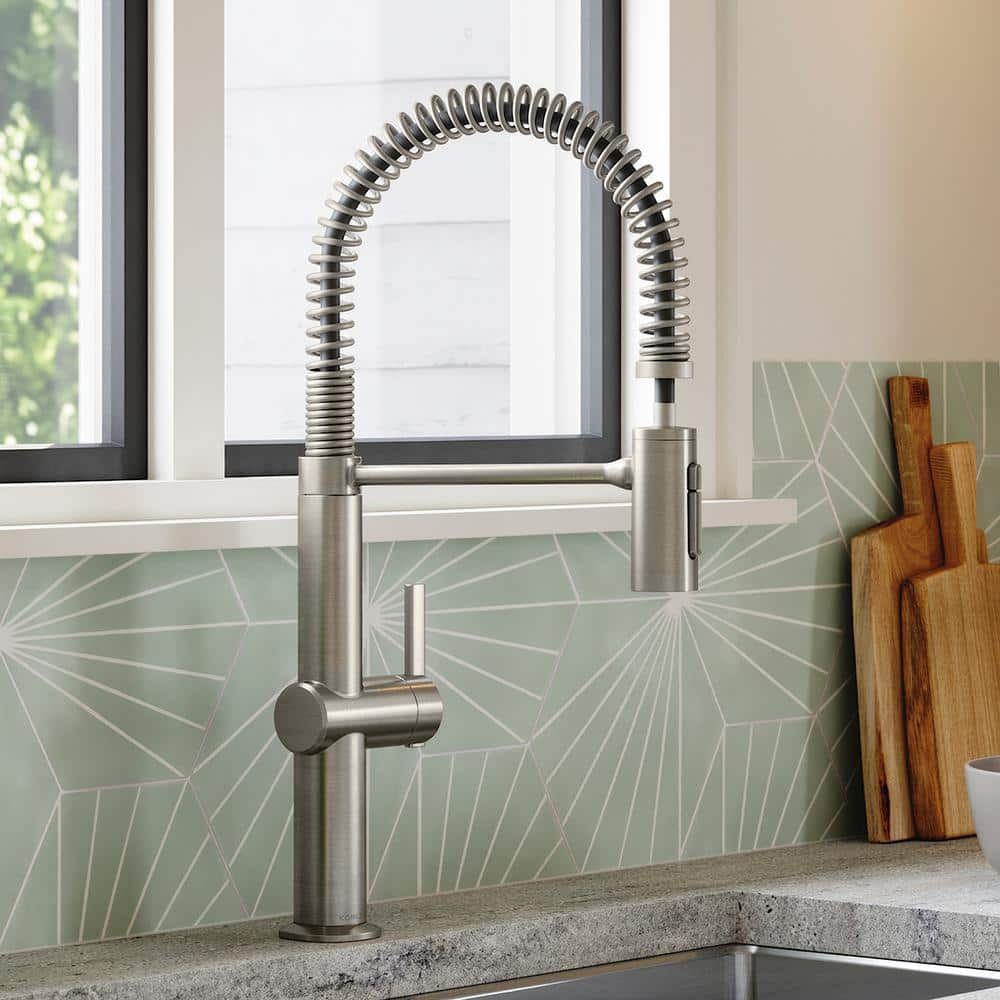 KOHLER Clarus Semi Professional Single Handle Pull Down Sprayer Kitchen Faucet in Vibrant Stainless
