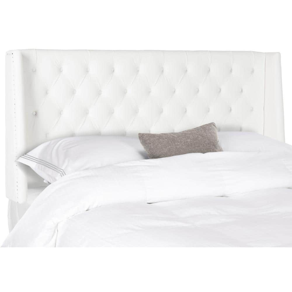 SAFAVIEH London Retro Winged Tufted Headboard with Flat Nail Heads, Queen, White