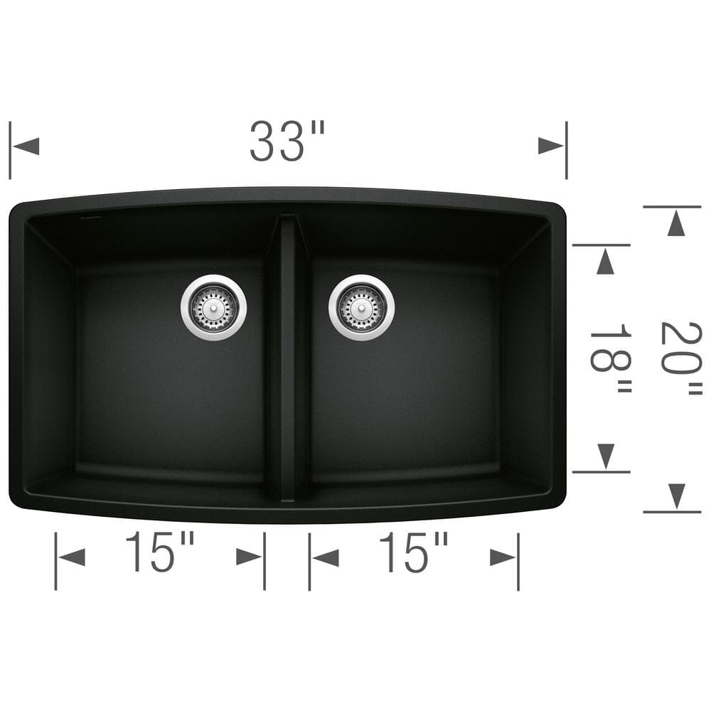 Performa SILGRANIT 33" L x 19" W Double Bowl Undermount Kitchen Sink