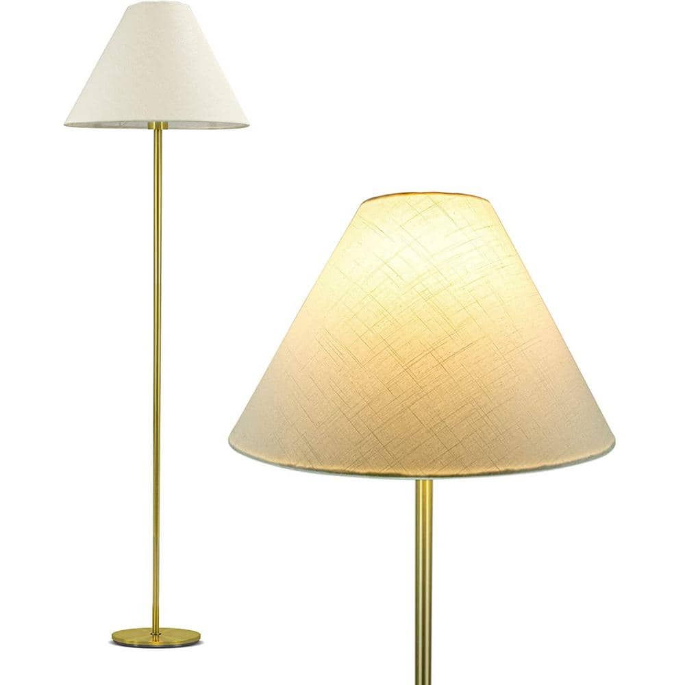 Brightech Mika – Free Standing Classic Floor Lamp – Elegant Tall Pole Lamp for Living Room or Bedroom – Mid-Century Modern Stand Up Lamp with A-Line Open Shade and LED Bulb – Gold/Antique Brass