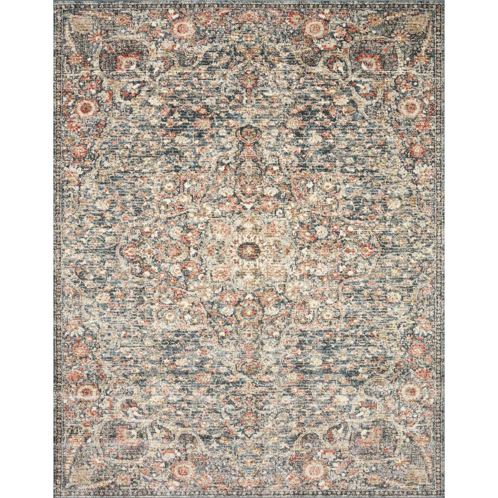 Loloi II Saban SAB-02 Oriental Blue / Spice Area Rug 3'-9" x 3'-9" Round