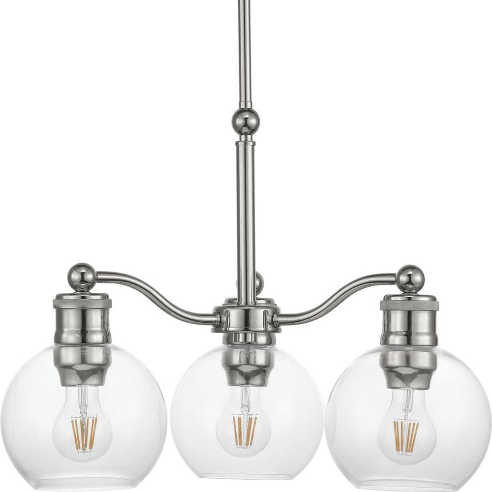 Progress Lighting Hansford 3-Light Chandelier Polished Nickel Industrial Chandelier