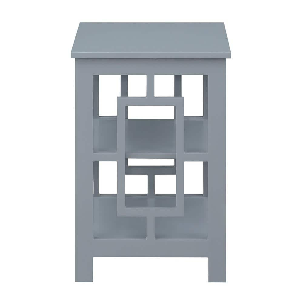 Convenience Concepts Town Square End Table with Shelves in Gray Wood Finish