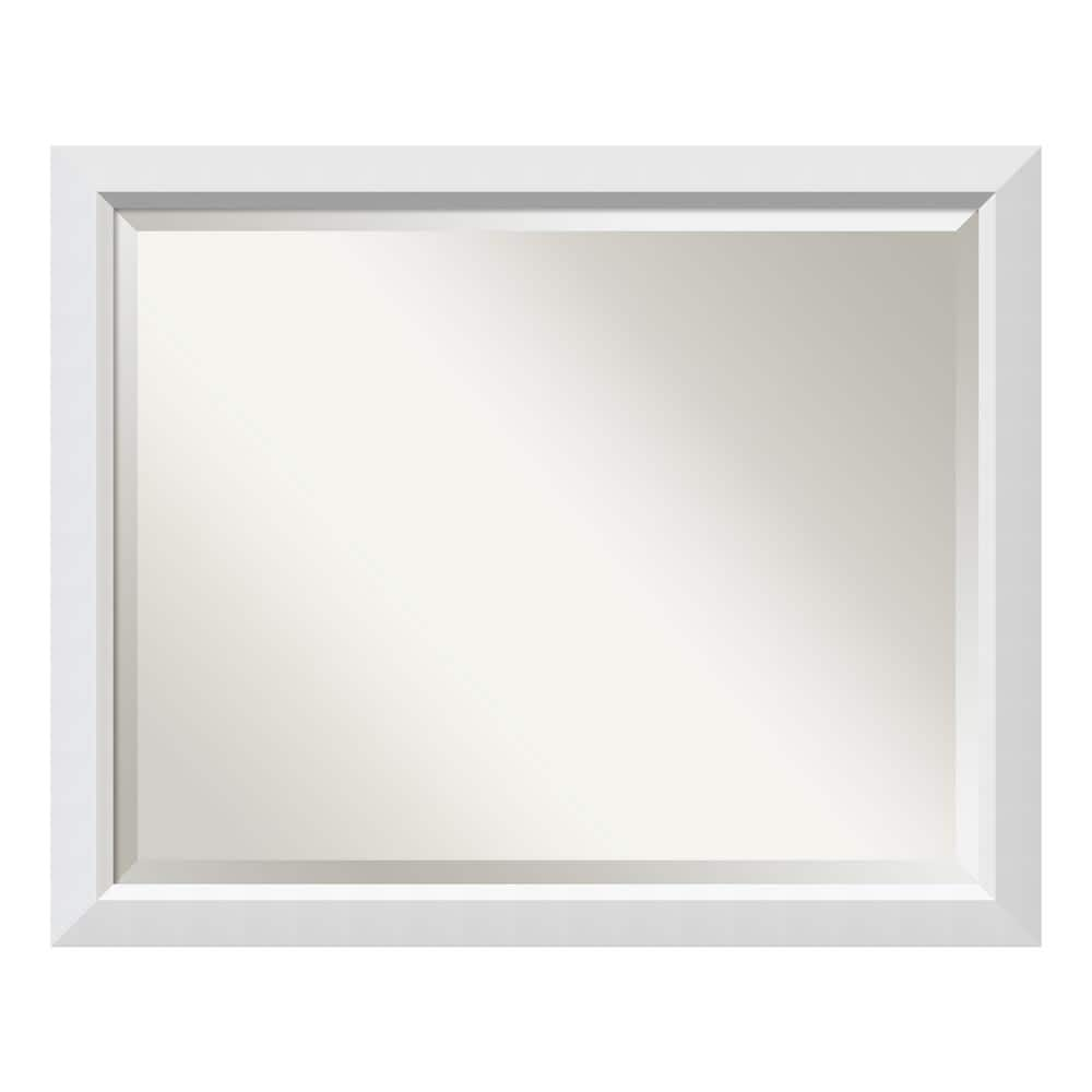 Amanti Art Blanco White Beveled Wood Wall Mirror 26.25 x 32.25 in.