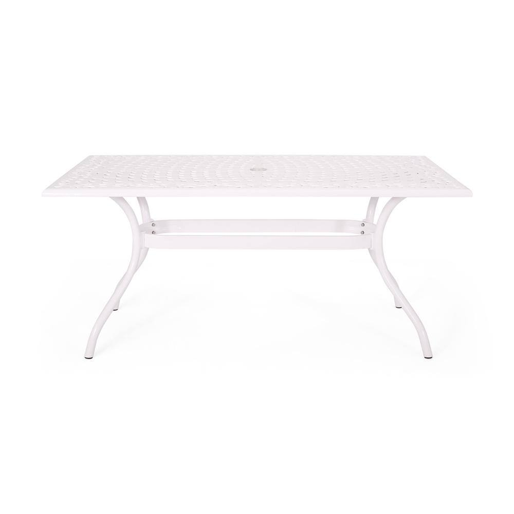 GDF Studio Honolulu Traditional Outdoor Aluminum Rectangular Dining Table, White