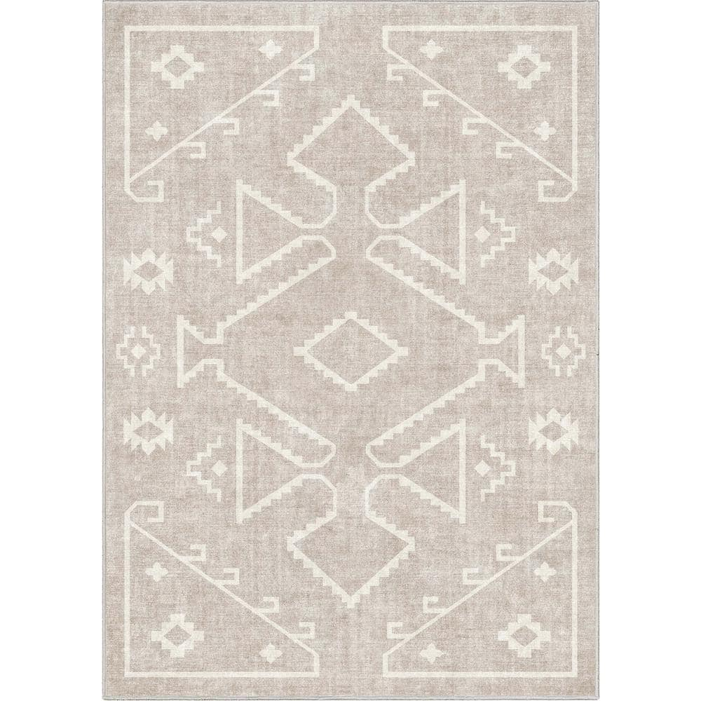 Well Woven Apollo Bottineau Vintage Southwestern Beige Flatweave 5'3" x 7'3" Area Rug