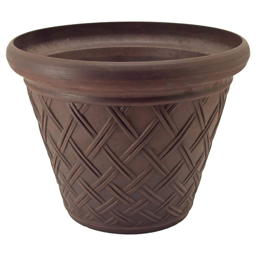 PSW Pot Collection Basket Weave Planter Pot for Indoor and Outdoor Plants and Gardens, 18-inch, Chocolate