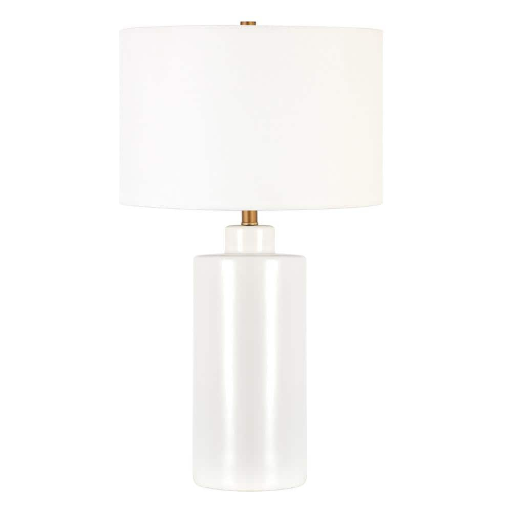 Evelyn&Zoe 25" Contemporary Ceramic Table Lamp with White Drum Linen Shade