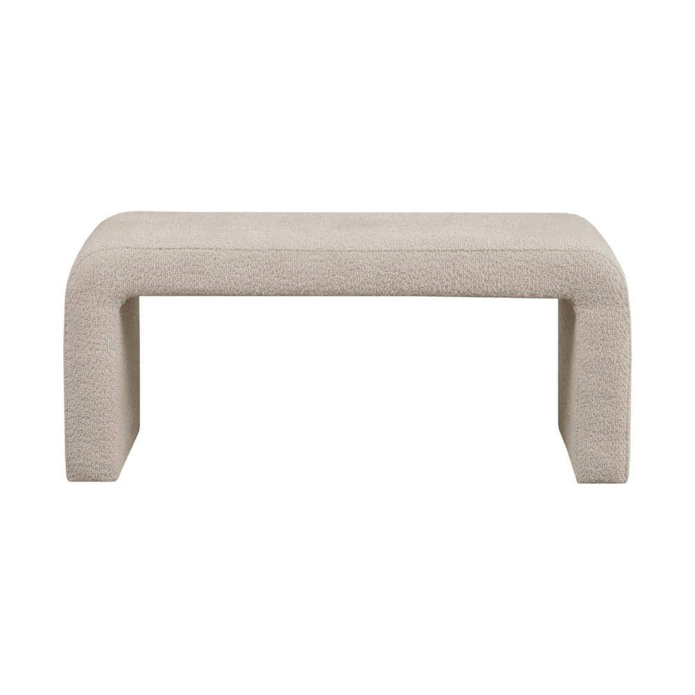 INK+IVY Steve 42" Contemporary Polyester Boucle Fabric Waterfall Bench in Beige