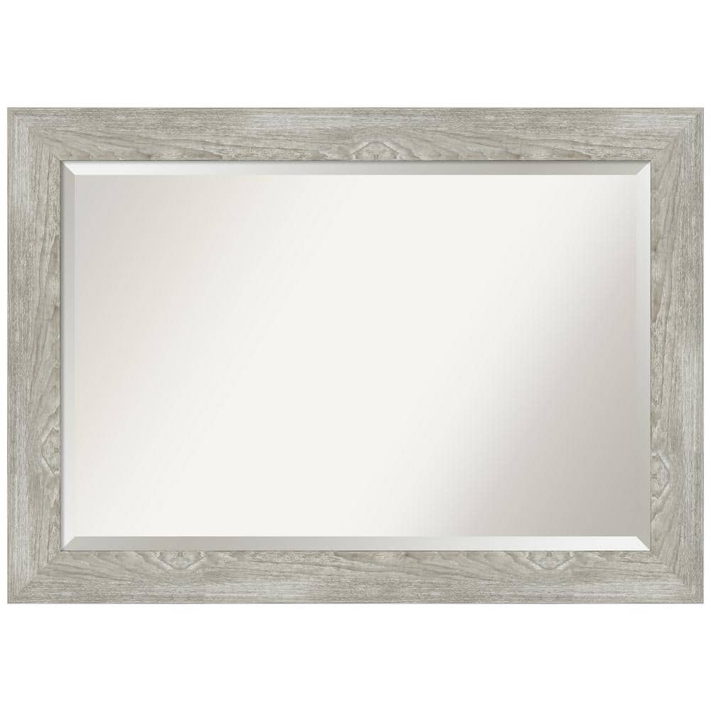 Amanti Art Beveled Bathroom Wall Mirror - Dove Greywash Frame Outer Size: 42 x 30 in