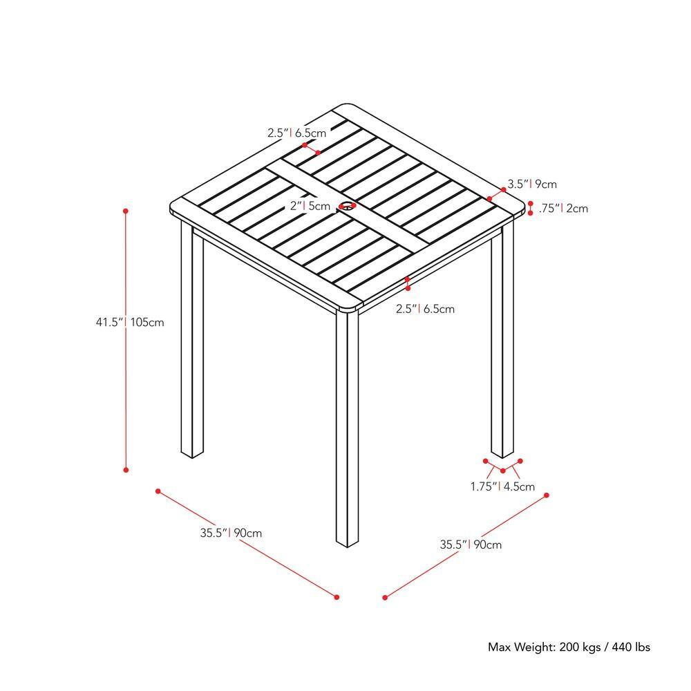 CorLiving Cinamon Brown Hardwood Outdoor Bar Height Table