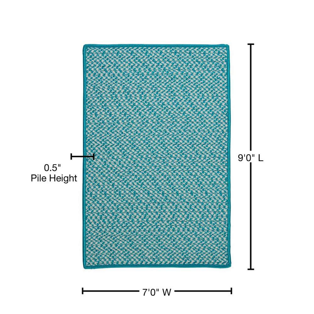 Outdoor Houndstooth Tweed - Turquoise 7'x9'