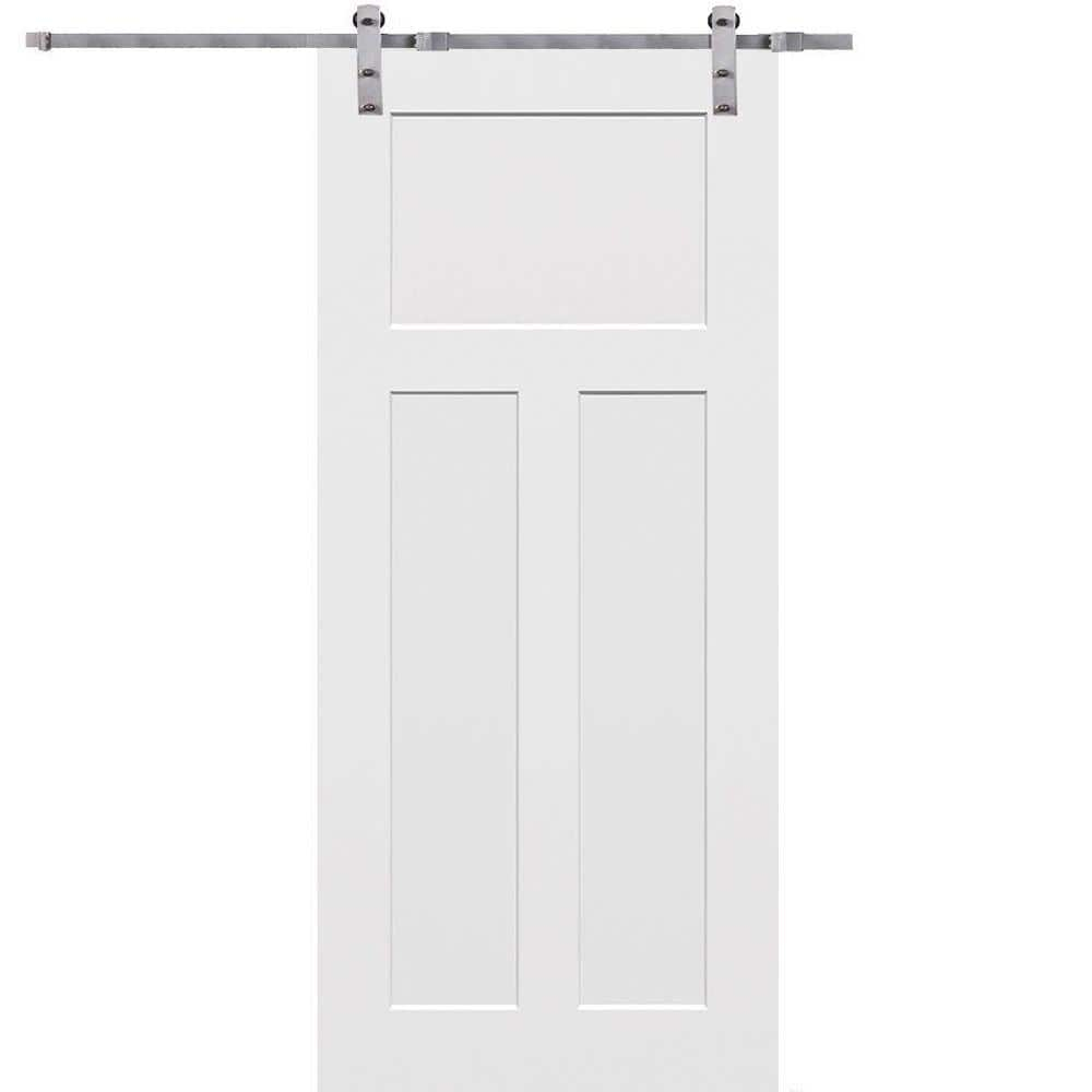 MMI DOOR Door Hinge 80'' Solid + Manufactured Wood Paneled with Installation Hardware Kit Barn Door