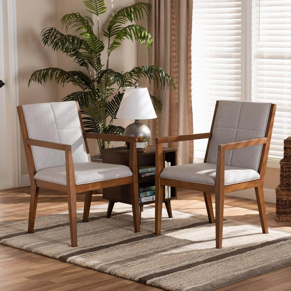Theresa Mid-Century Modern Greyish Beige Fabric Upholstered Living Room Accent Chair