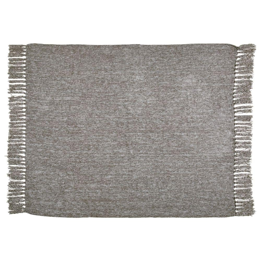 Tamish Gray Knotted Fringe Polyester Throw Blanket Set of 3