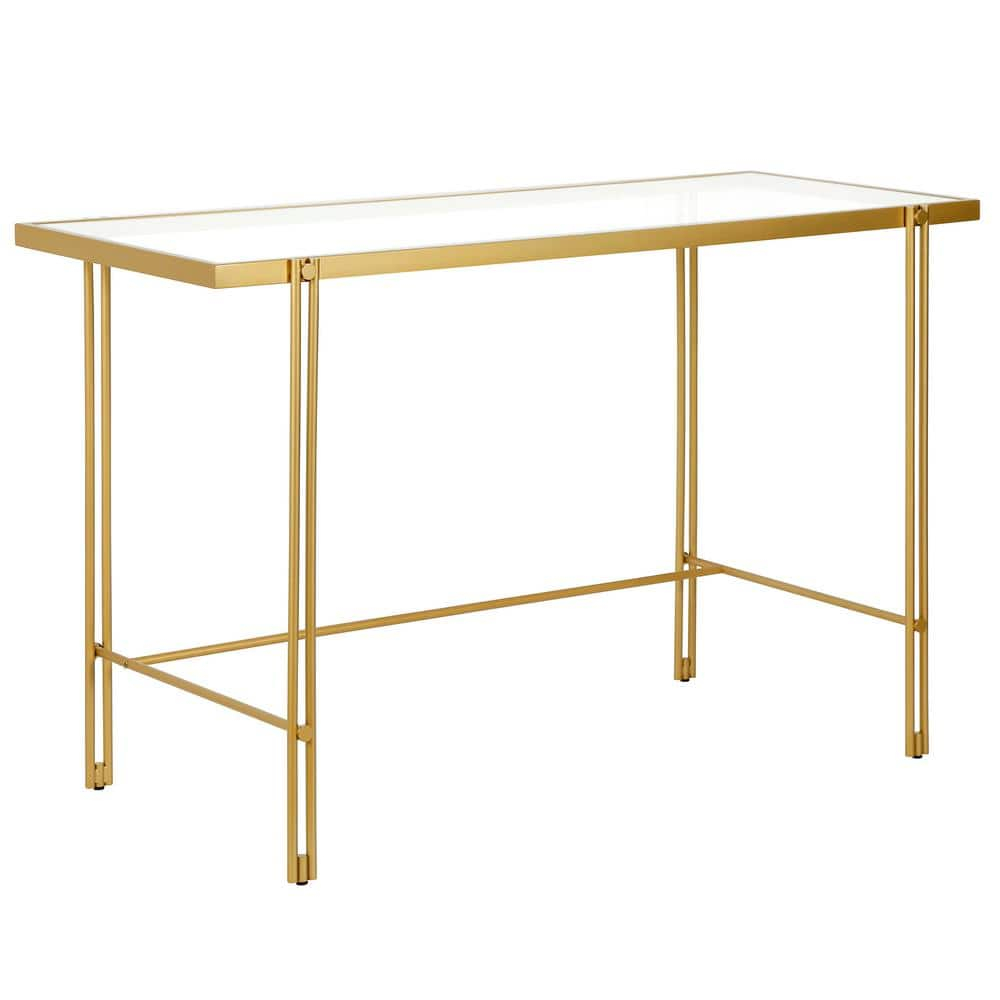 Evelyn&Zoe Inez 48" Wide Rectangular Desk in Brass