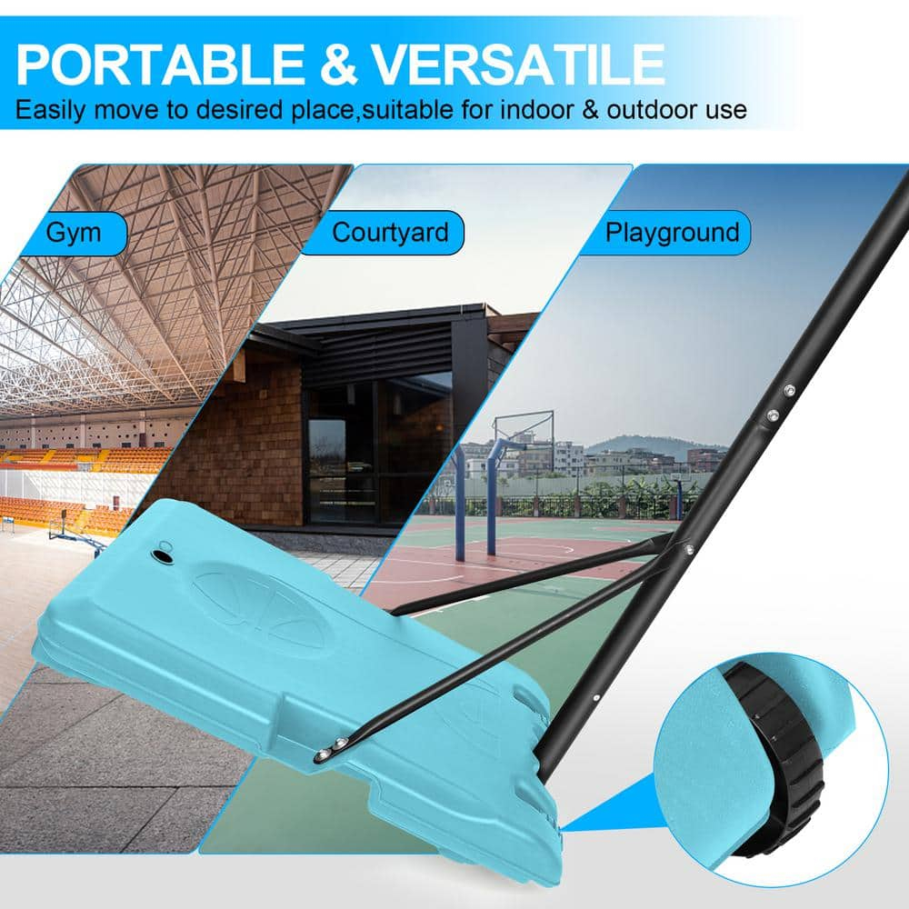 Blue Adjustable Polycarbonate Portable Basketball Goal System