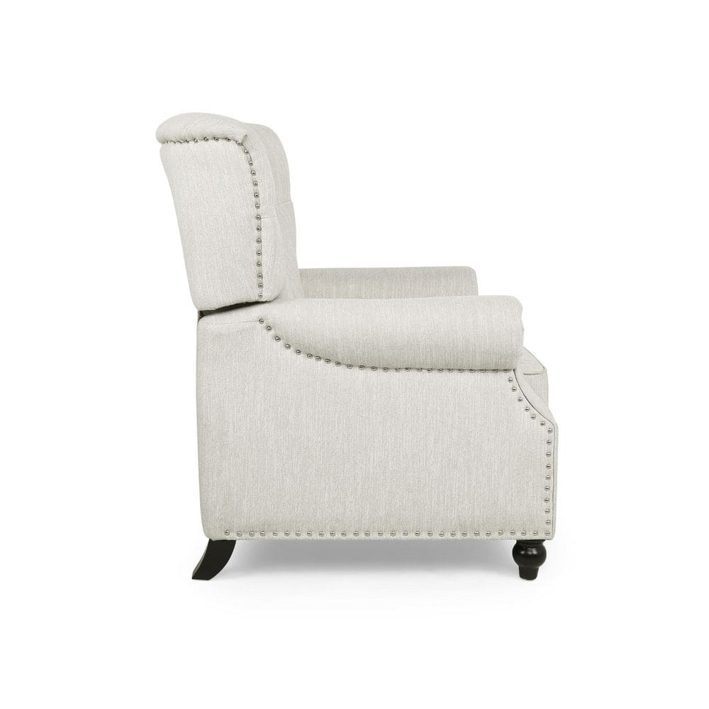 Noble House Torrens Fabric Tufted Recliner, Beige and Dark Brown