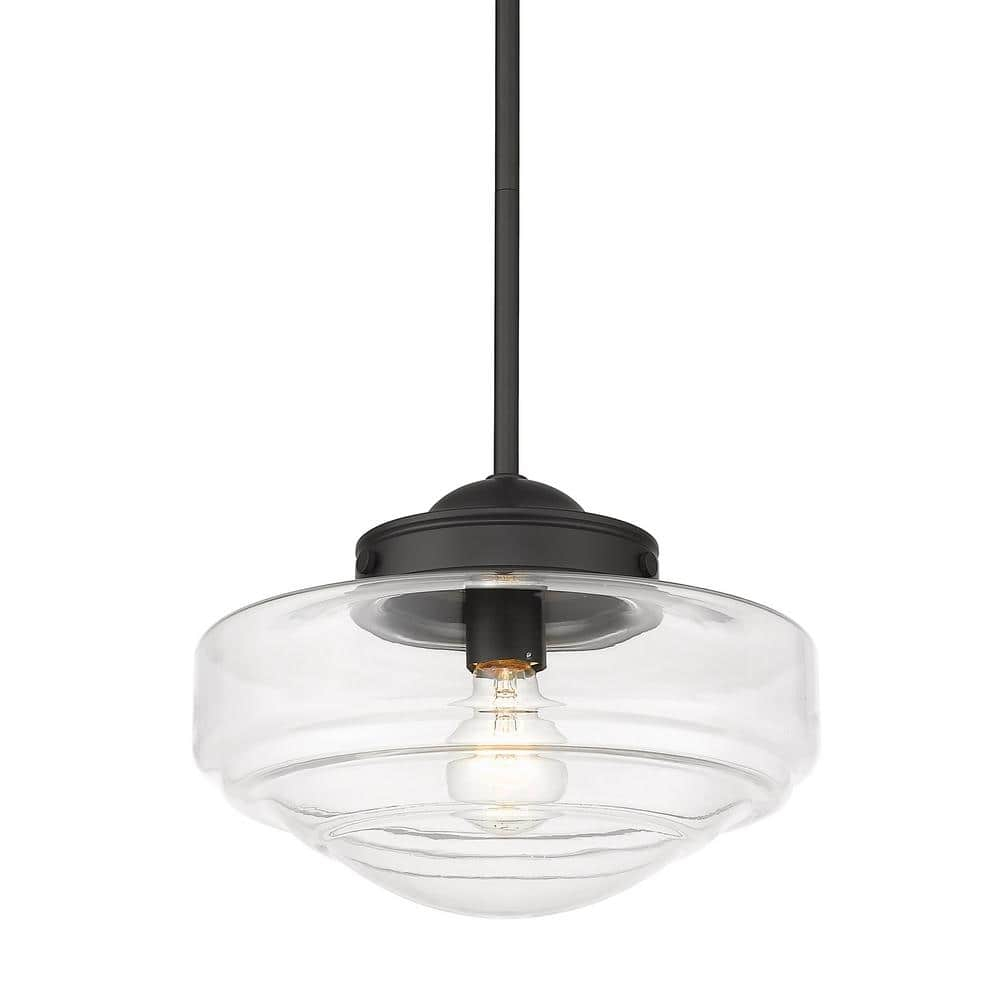 Golden Lighting Ingalls 1-Light Pendant in Matte Black with Clear Glass