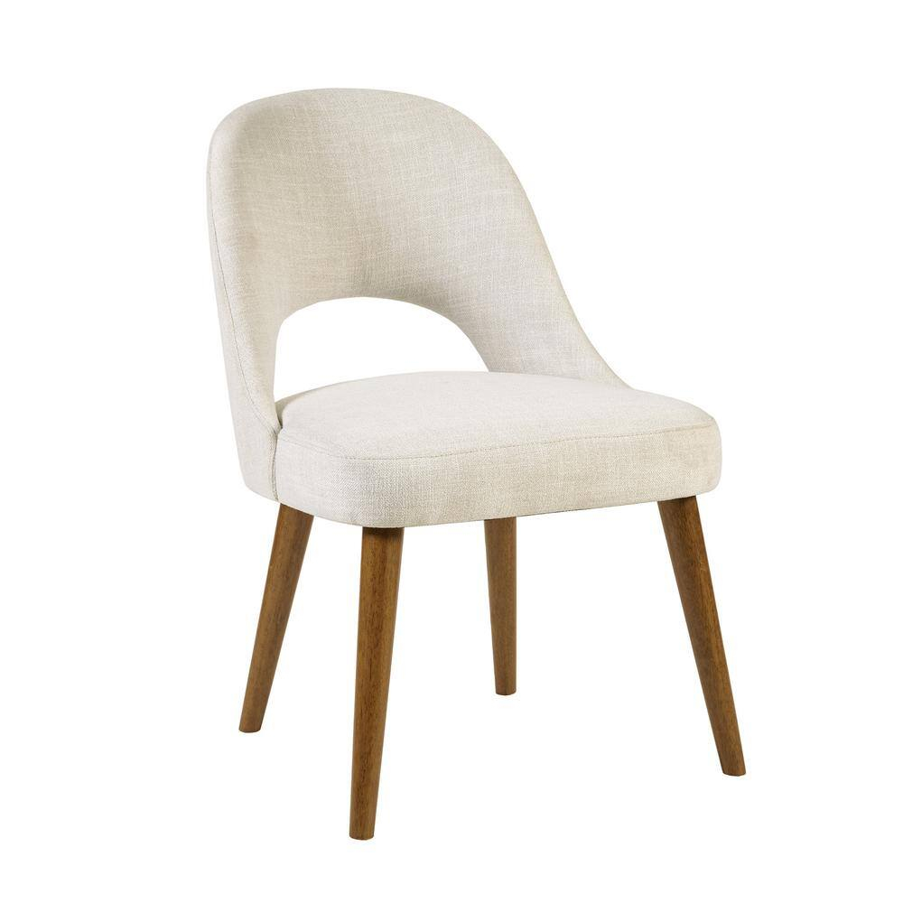 Nola Mid-Century Cream Upholstered Side Chair with Splayed Legs