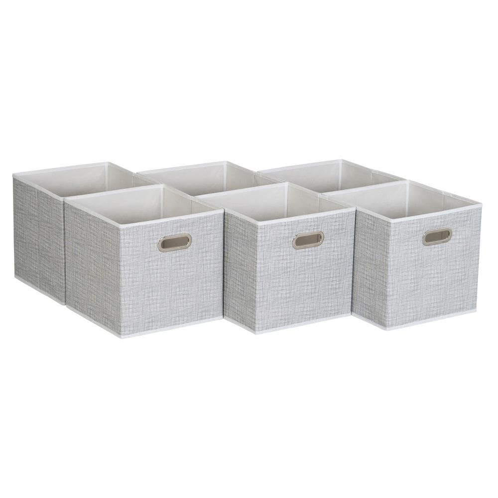 Household Essentials 6 ct Open Fabric Cube Storage Bins, White Mix