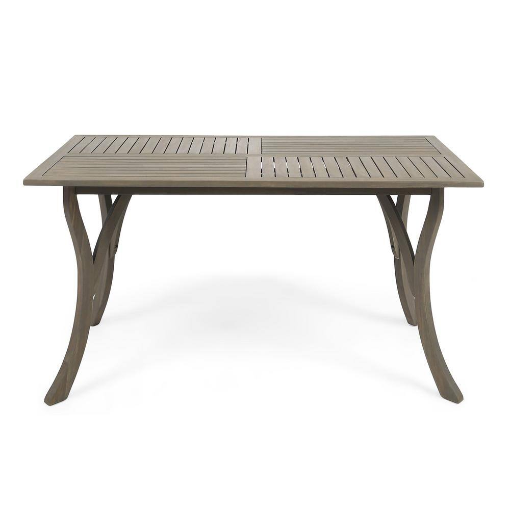 Skye Outdoor Acacia Wood Rectangular Dining Table, Gray
