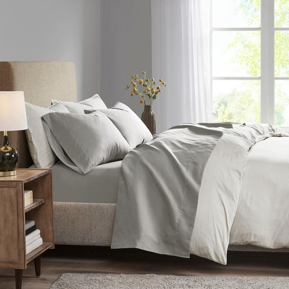 Comfort Classics 3M Microcell All Season Moisture Wicking Sheet Set, Gray, Queen
