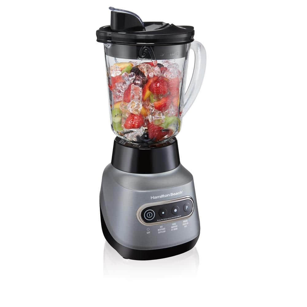 Hamilton Beach Wave Crusher Blender, 40 oz Glass Jar and 20 oz Travel Jar for Shakes and Smoothies, Grey, 58181