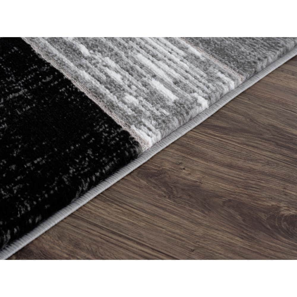 L'Baiet Verena Black Grey Graphic Geometric Color Block Mid-Century Modern Indoor 2' x 3' Area Rug