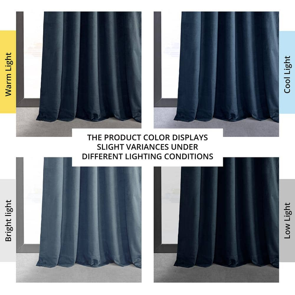 Half Price Drapes Signature Midnight Blue French Pleat Velvet Blackout Curtains(1 Panel), 50WX 120L
