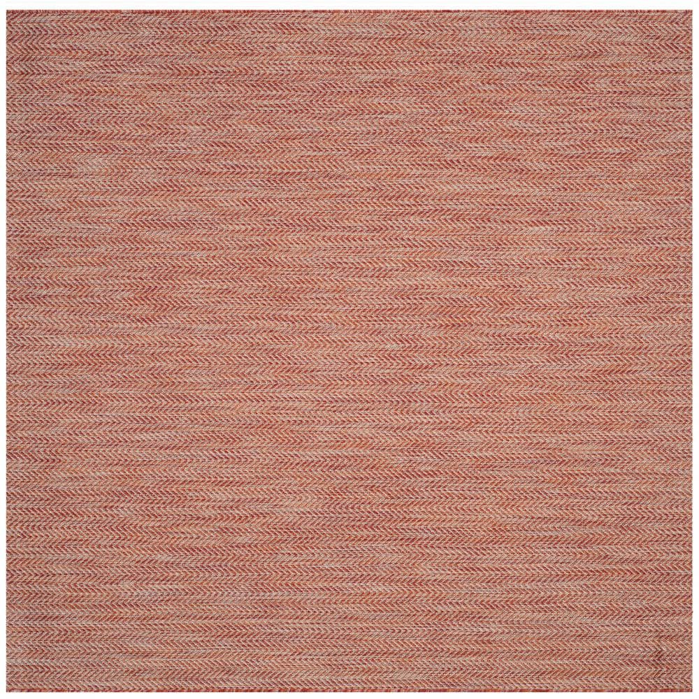 SAFAVIEH Courtyard Blazhe Chevron Indoor/Outdoor Area Rug, Red/Beige, 4' x 4' Square