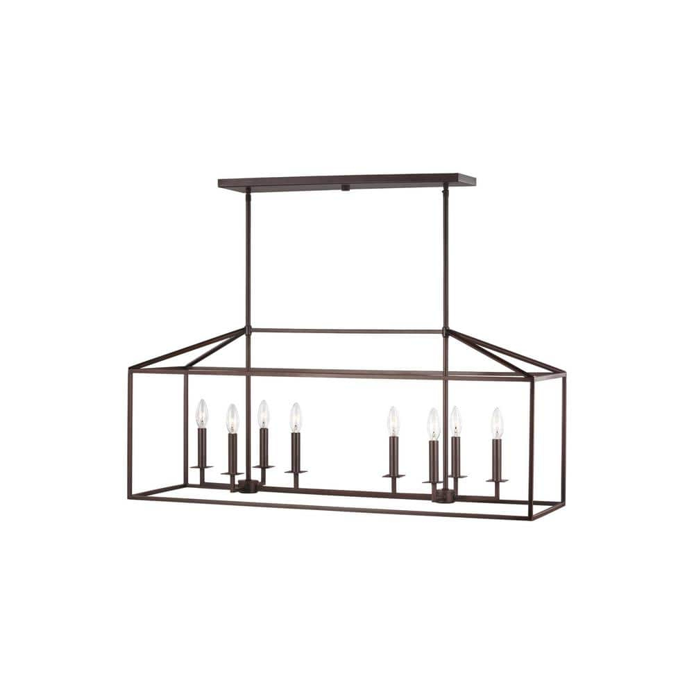 Perryton 40 in. 8-Light Bronze Modern Transitional Linear Hanging Island Candlestick Chandelier