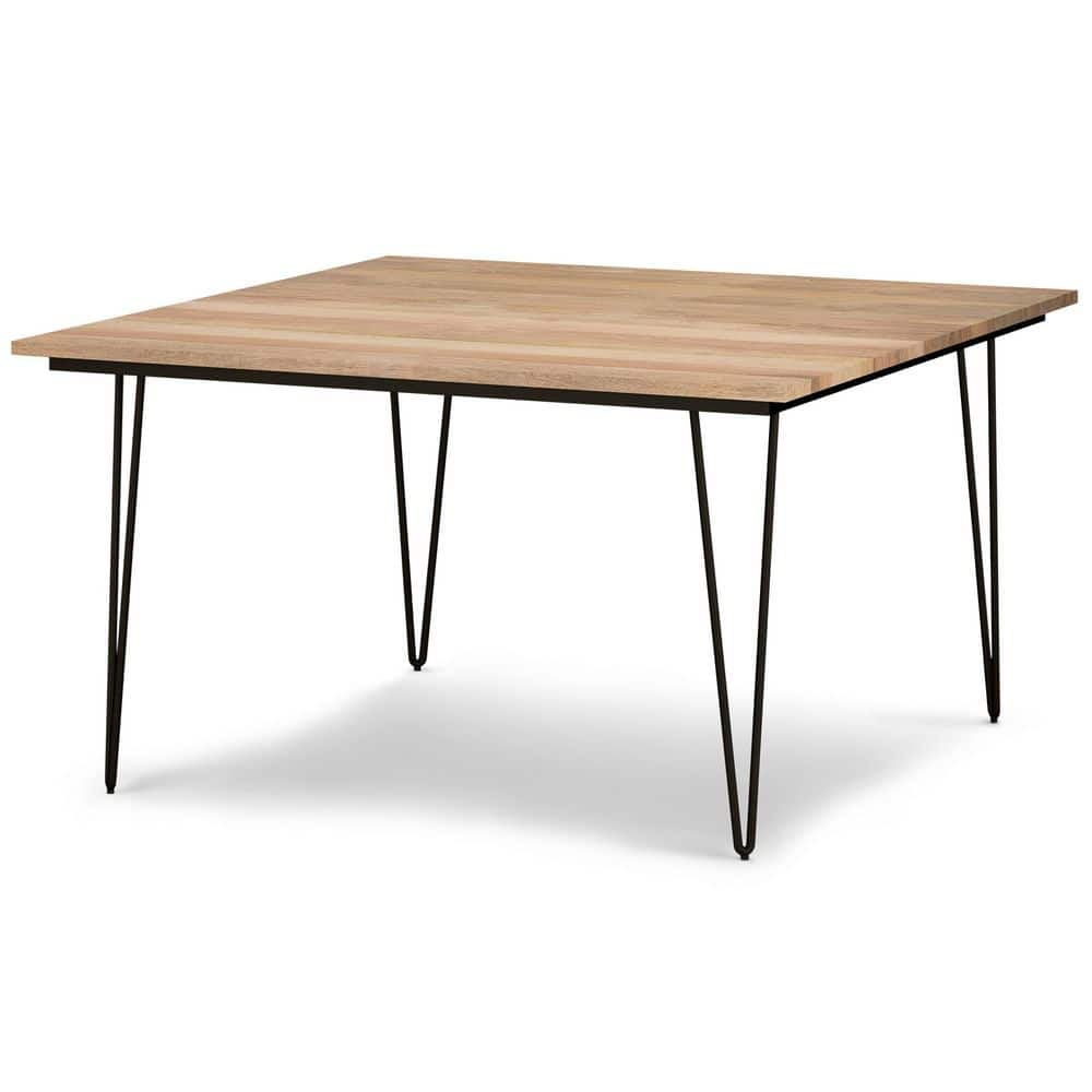 Hunter MANGO WOOD and Iron 54x54" Square Industrial Dining Table in Natural