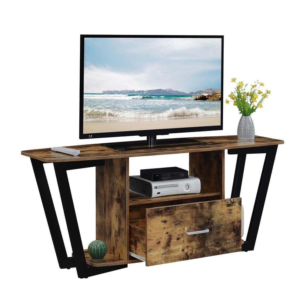 Convenience Concepts Graystone 60 inch 1 Drawer TV Stand with Shelves, Barnwood/Black