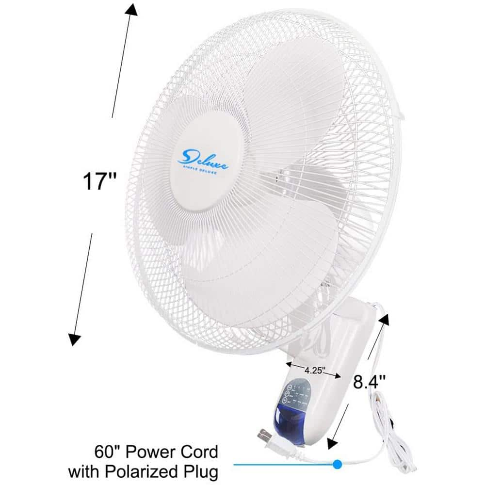 2 Pack 16 in. Indoor White Wall Mount Fan with Adjustable Tilt and Quiet Operation Oscillating
