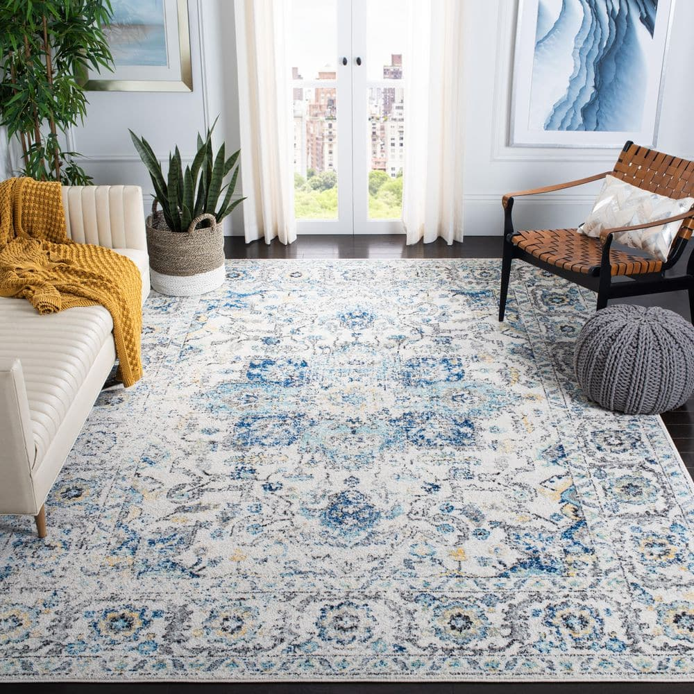 SAFAVIEH Madison Katina Traditional Area Rug, Turquoise/Ivory, 12' x 18'