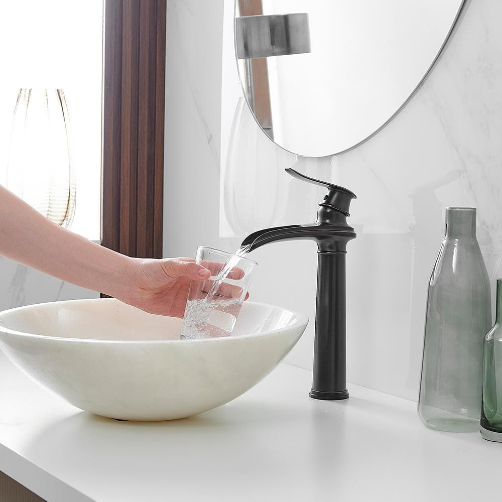 Waterfall Single Hole Single Handle Vessel Sink Faucet With Drain Assembly in Oil Rubbed Bronze
