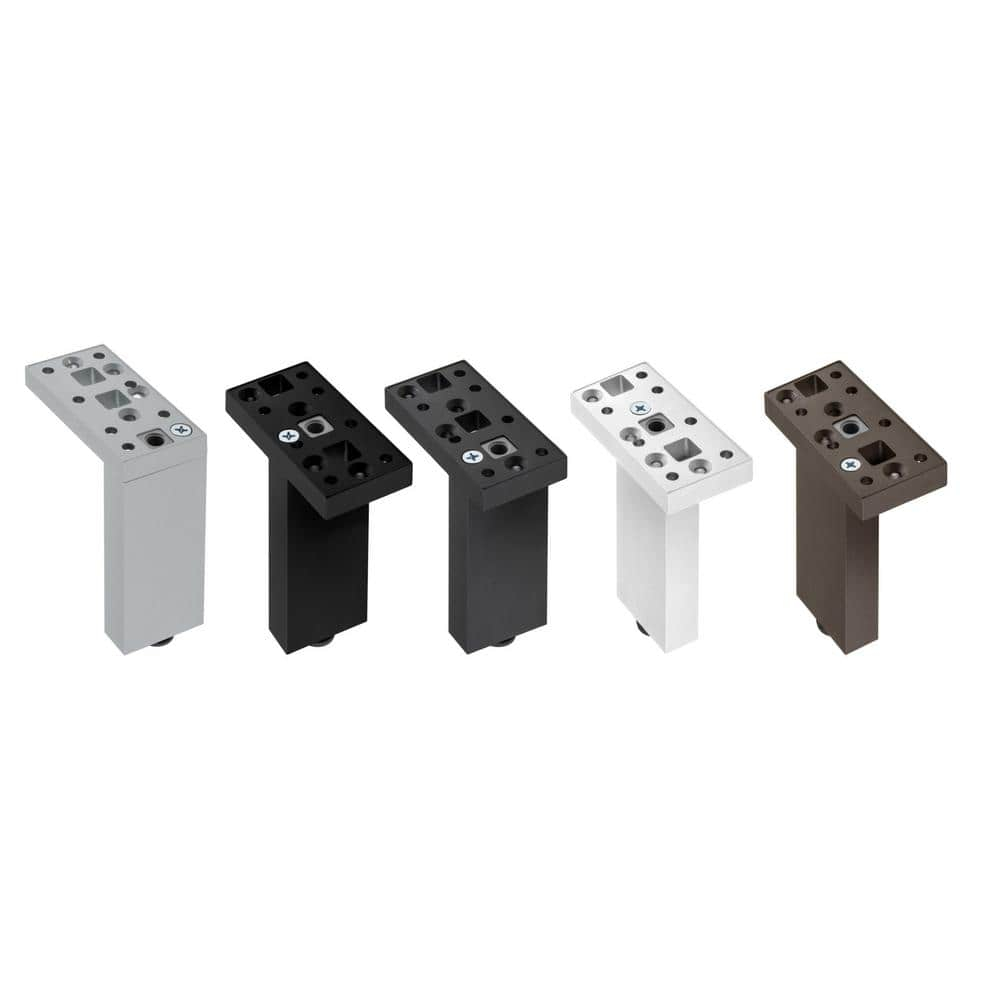 11 3/4 in. (300 mm) Matte Black Aluminum Contemporary Furniture Leg with Adjustable Shape and Leveling Glide