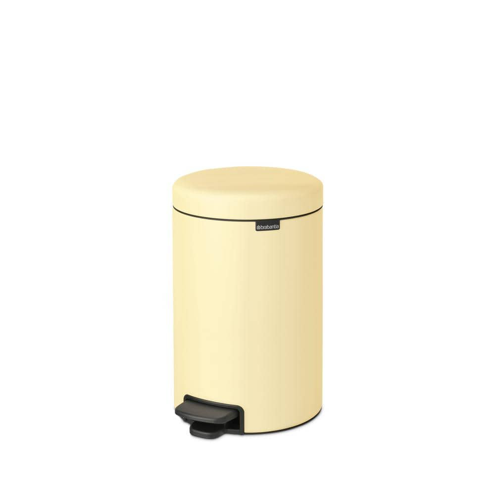 Mellow Yellow Polypropylene Round Step-On Trash Can, 3.2 Gallon