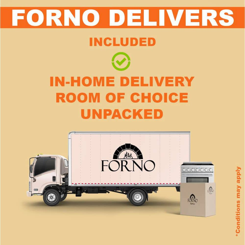 Forno Massimo 36-Inch Freestanding French Door Dual Fuel Range, 6 Burners, True Convection Oven