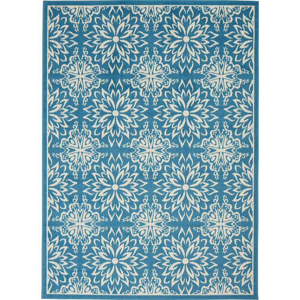 Nourison Jubilant Floral Ivory/Blue 5'3" x 7'3" Area Rug, (5x7)